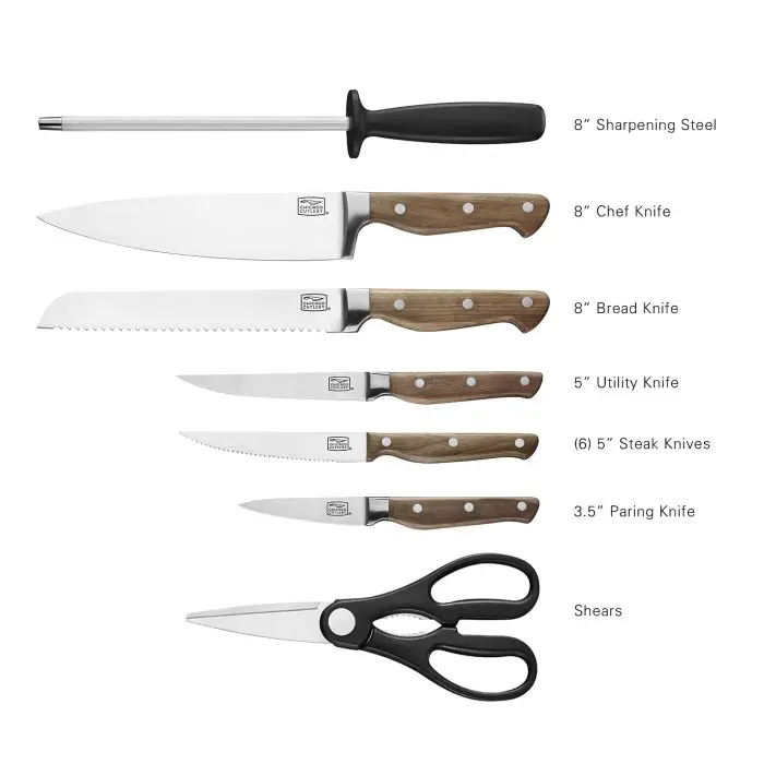 Chicago Cutlery 15ც დანა, მაკრატელი და სალესი Precision Cut Walnut Handle - Image 6