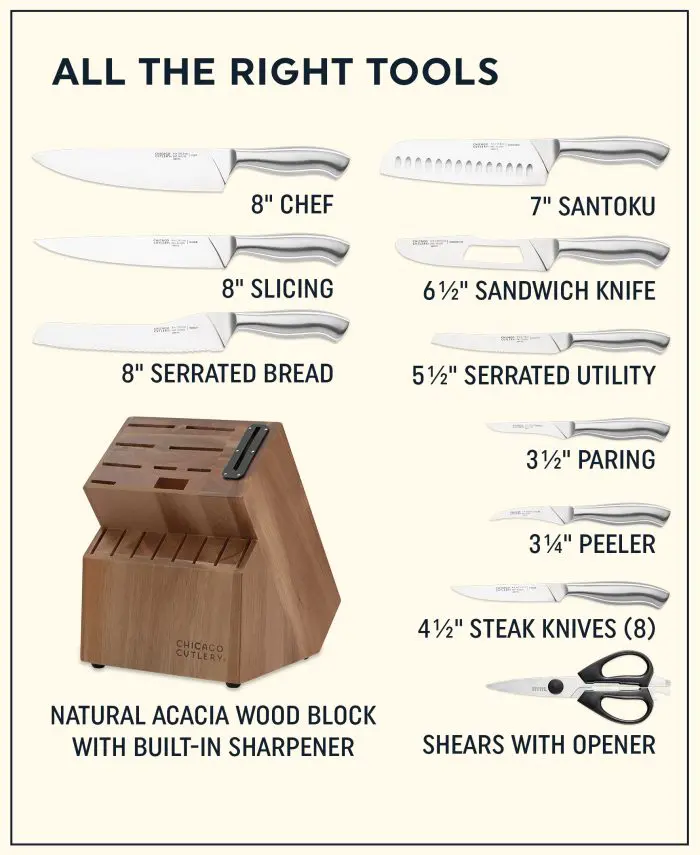 Chicago Cutlery 18ც მაკრატელი და დანა Guided Grip Block Insignia Steel - Image 6