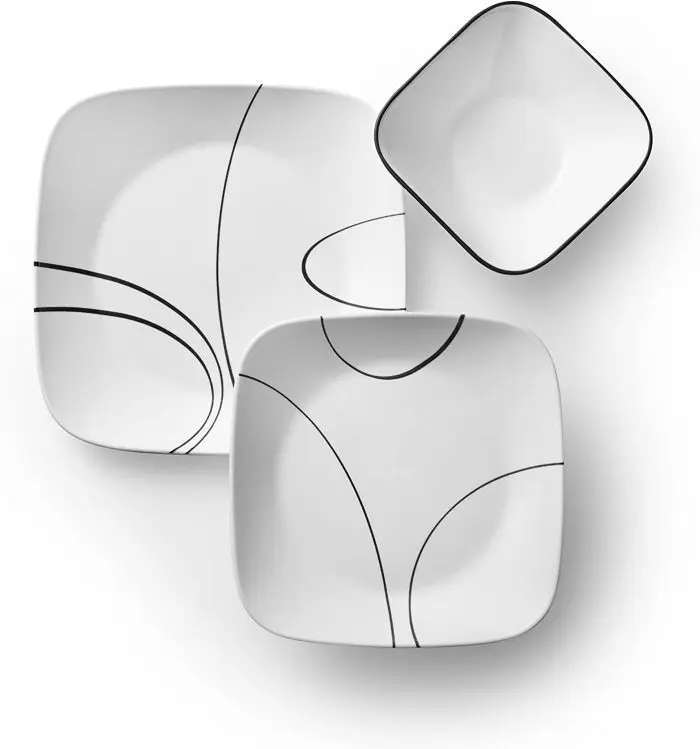 Corelle 18ც თეფში და თასი კვადრატული Simple Lines Studio - Image 2