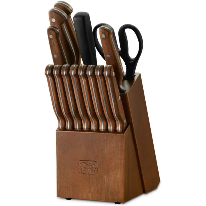 Chicago Cutlery 15ც დანა, მაკრატელი და სალესი Precision Cut Walnut Handle - Image 4