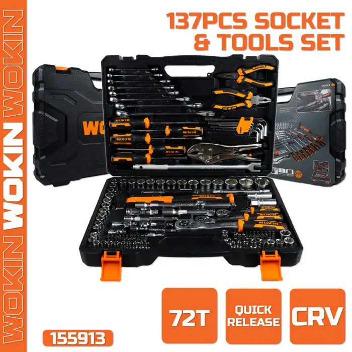 ხელსაწყოების ნაკრები Wokin 155913, 137Pcs Tool Set, Black/Silver - Image 3