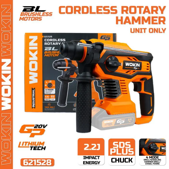 პერფორატორი Wokin 621528, 20V 1400Rpm, 2.2J, Black/Orange - Image 2