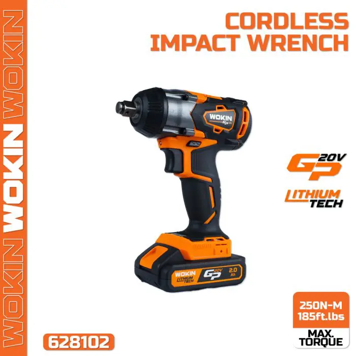 სახრახნისის და ქანჩის მოსახსნელის ნაკრები Wokin 628102, 1500Rpm, LI-ION CORDLESS 2-PC. COMBO KIT, Black/Orange - Image 3