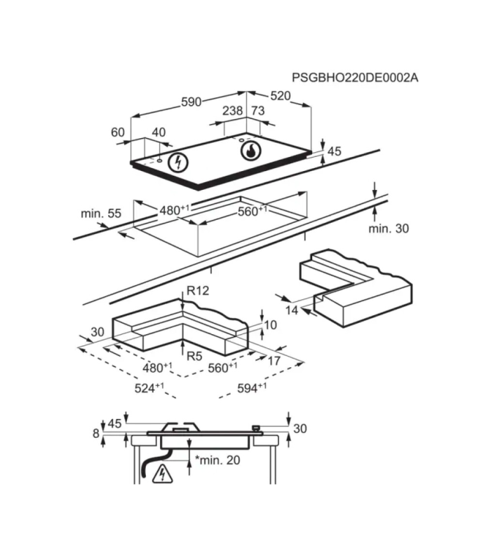 გაზქურის ზედაპირი AEG HKB64453NB - Image 8