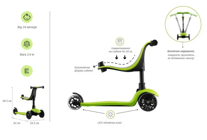 სკუტერი Miqilong Scooter Alamo green - Image 4