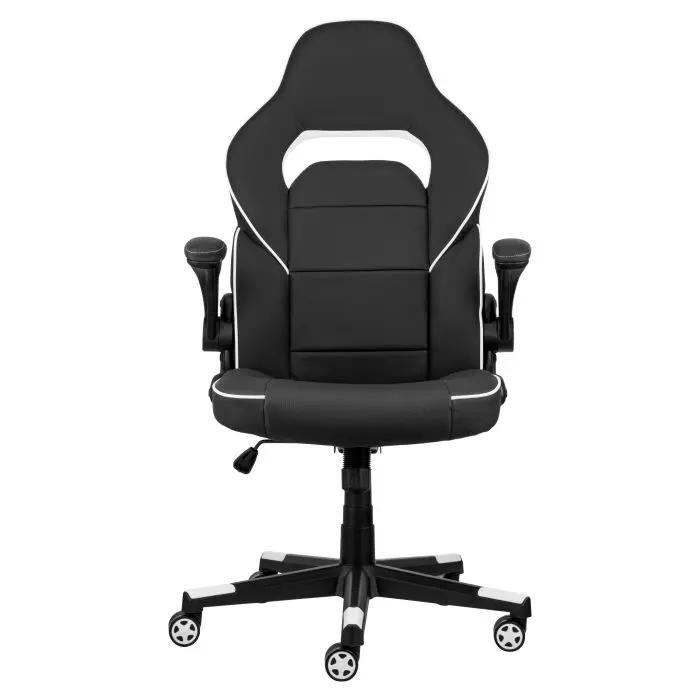 გეიმერული სკამი 2E GAMING Chair HEBI, PU Leather, Foldable Armrests, black-white - Image 11