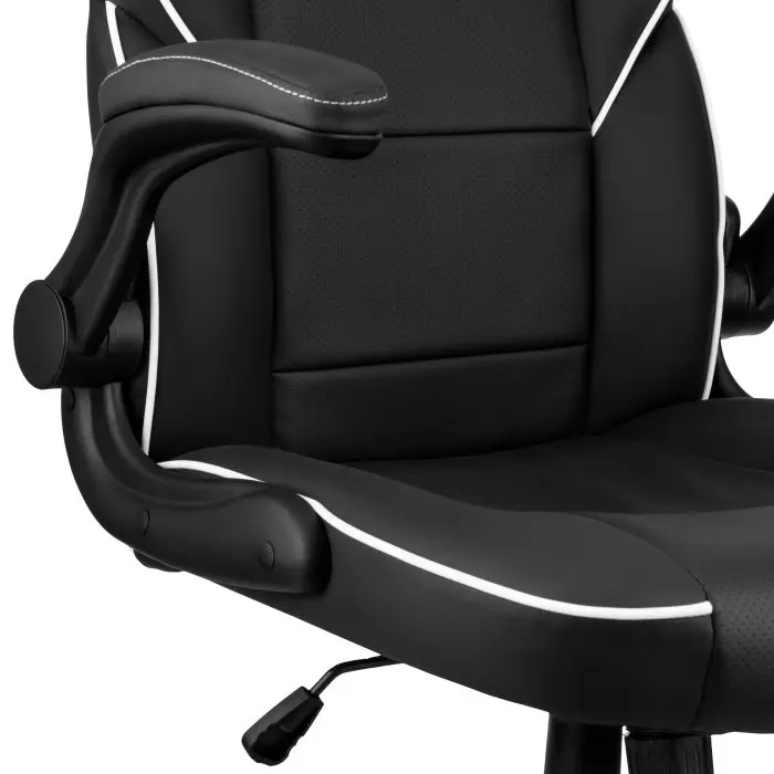 გეიმერული სკამი 2E GAMING Chair HEBI, PU Leather, Foldable Armrests, black-white - Image 5
