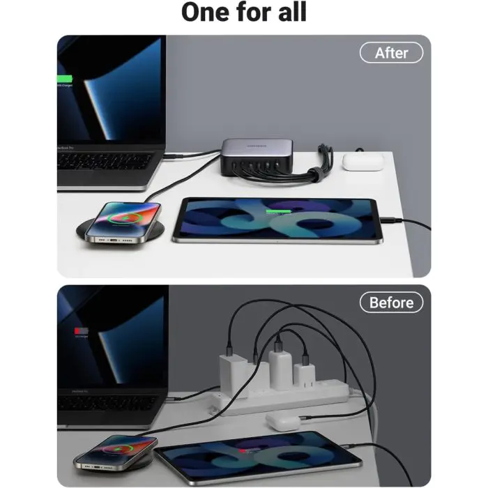 დამტენი UGREEN CD271, 200W, 4x Type-C, 2x USB, Space Gray - Image 5