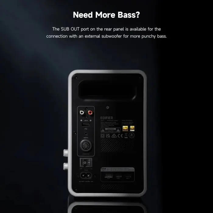 დინამიკი Edifier QR65, 70W, Bluetooth, USB, USB-C, AUX, Speaker With GaN Charger, White - Image 8