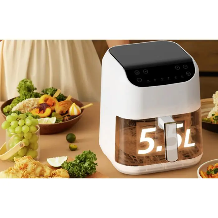 აეროგრილი Xiaomi Deerma DEM-KZ130W, 1300W, 5.5L, Air Fryer, White/Black - Image 9