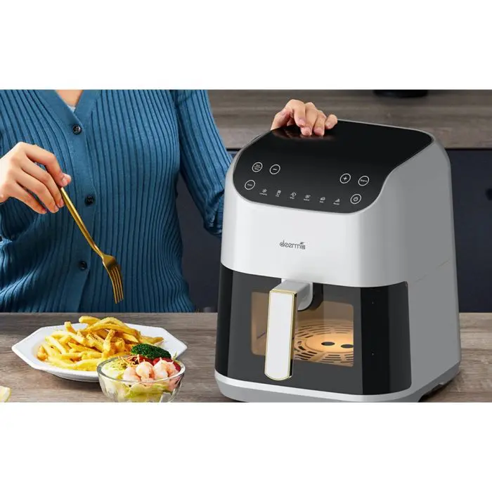 აეროგრილი Xiaomi Deerma DEM-KZ130W, 1300W, 5.5L, Air Fryer, White/Black - Image 8