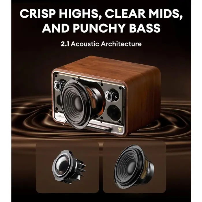 დინამიკი Edifier D32, 60W, Bluetooth, USB-C, AUX, Wi-Fi AirPlay, Speaker, Brown - Image 9