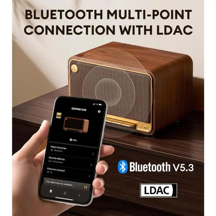 დინამიკი Edifier D32, 60W, Bluetooth, USB-C, AUX, Wi-Fi AirPlay, Speaker, Brown - Image 8