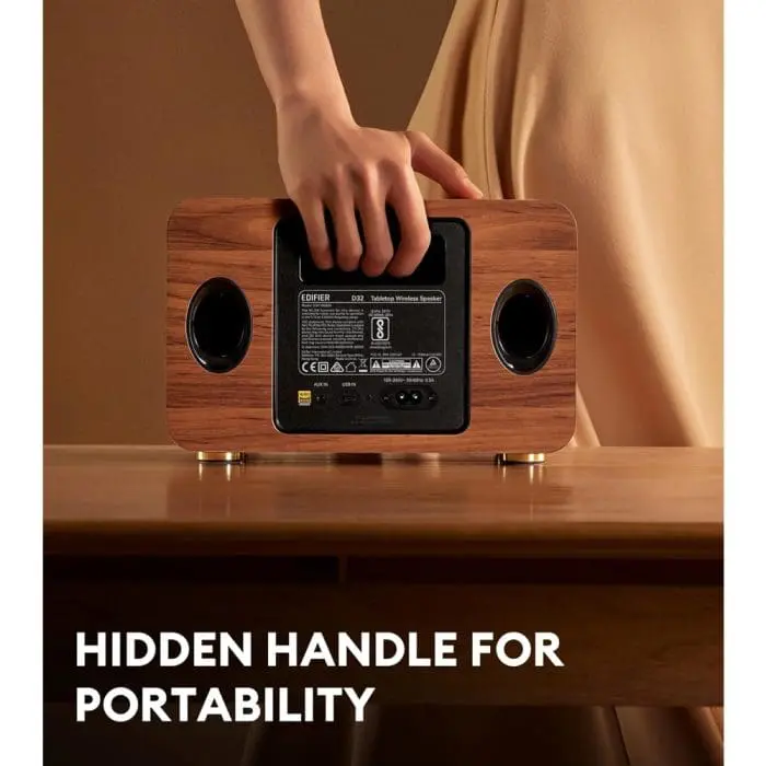 დინამიკი Edifier D32, 60W, Bluetooth, USB-C, AUX, Wi-Fi AirPlay, Speaker, Brown - Image 6