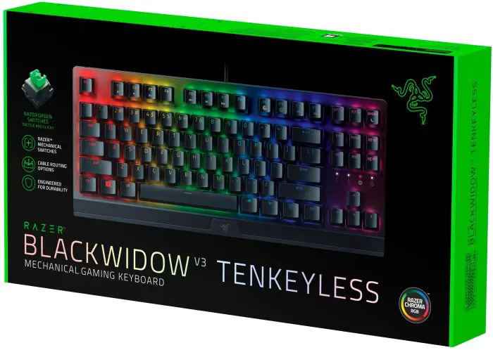 მექანიკური კლავიატურა Razer BlackWidow V3 TKL, 87 ღილაკი, Razer Green Switch, RGB, USB-A, შავი - Image 3