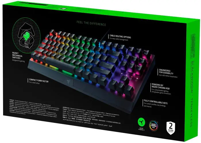 მექანიკური კლავიატურა Razer BlackWidow V3 TKL, 87 ღილაკი, Razer Green Switch, RGB, USB-A, შავი - Image 2