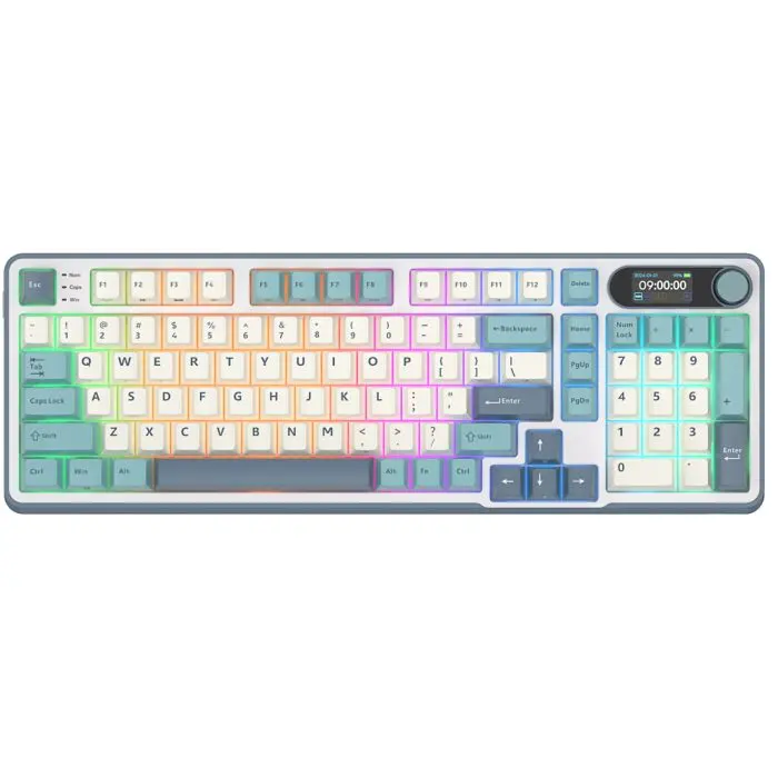 კლავიატურა Royal Kludge RK S98, Mechanical, RGB, Brown Switch, Smart Display, Bluetooth/2.4GHz/Type-C, Light Cloud - Image 1