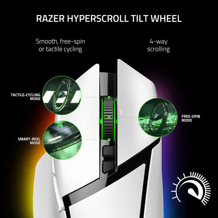 მაუსი Razer Mouse Basilisk V3 Pro, RGB, USB-A/WL/BT, white - Image 6