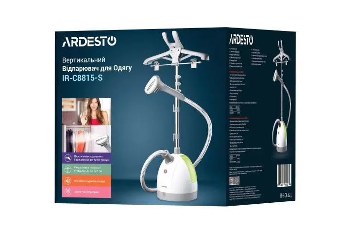 ერტიკალური ორთქლის უთო Ardesto IR-C8815-S, 1785W, 1500ml, უჟანგავი ფირფიტით, თეთრი-მწვანე - Image 16