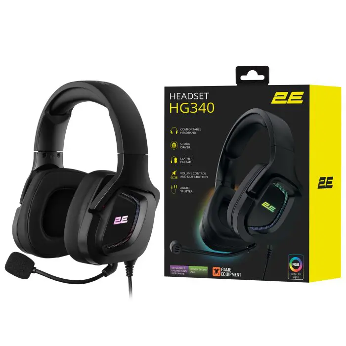 გეიმინგ ყურსასმენი 2E HG340, RGB, 2 მ, შავი - Image 6