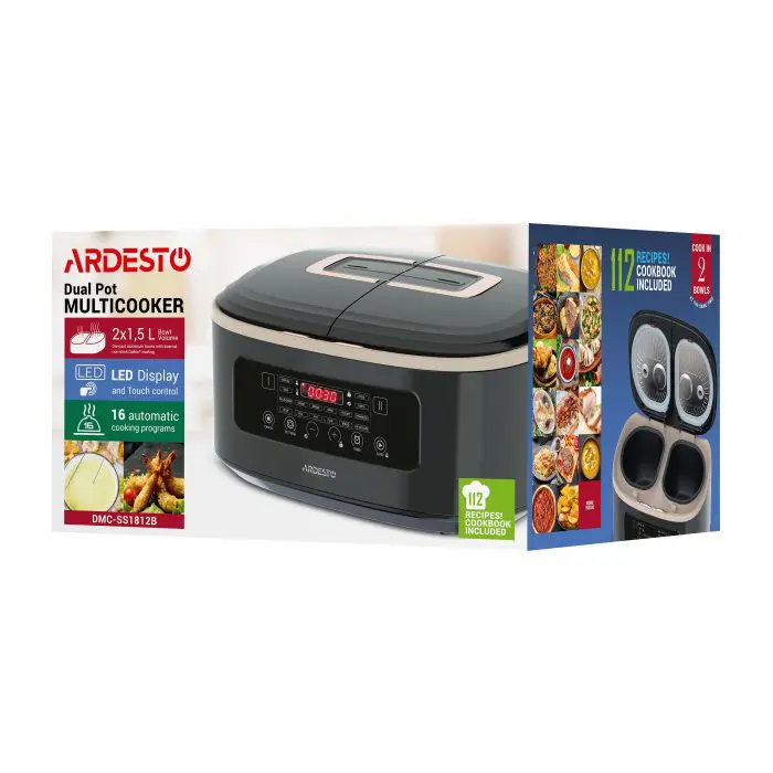 მულტისახარში ქვაბი AArdesto, 900W, bowl-2х1.5l, შავი - Image 10