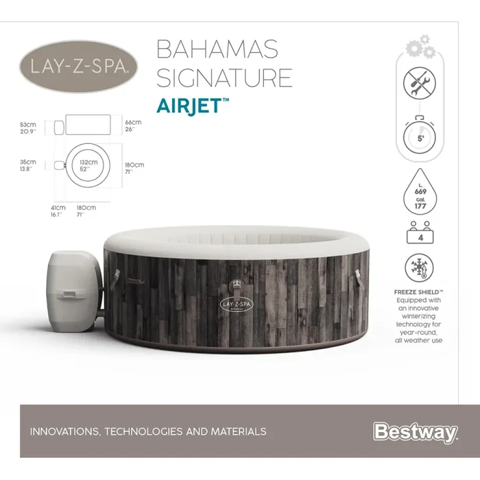 გასაბერი სპა აუზი Bahamas AirJet ჯაკუზი Bestway 60005 - Image 2